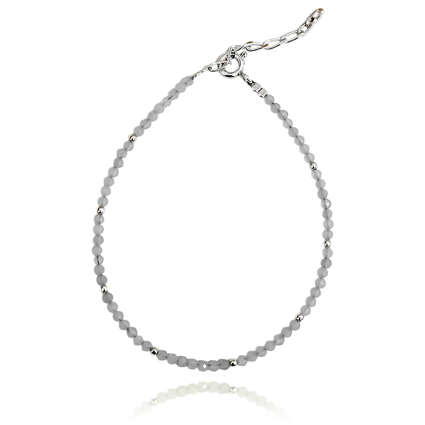 Pulsera Aguamarina Bolita Plata Fina 925