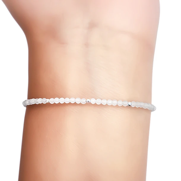 Pulsera Aguamarina Bolita Plata Fina 925