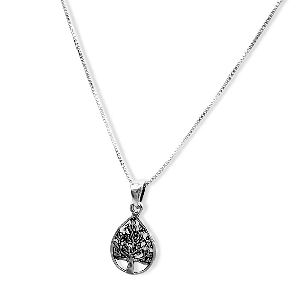 Collar Árbol De La Vida Gota Plata Fina 925 3