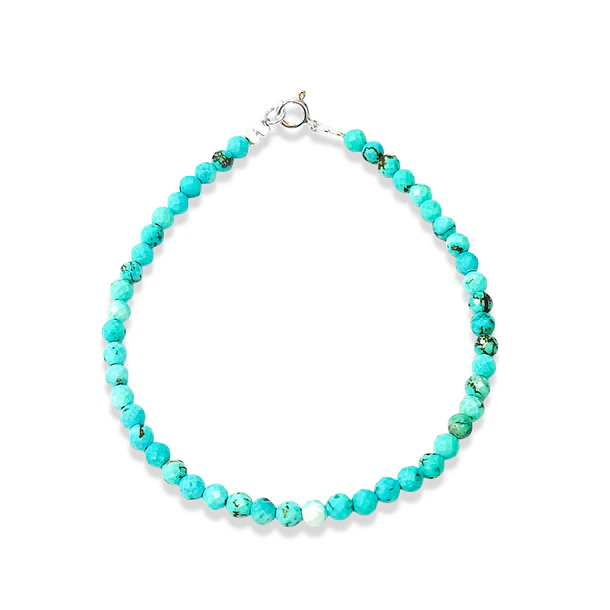Pulsera Turquesa Facetada 3mm Plata Fina 925 3