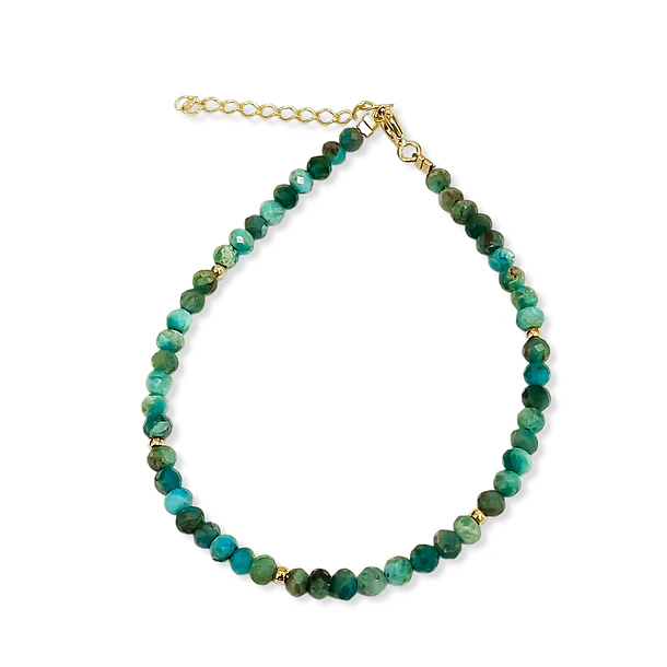 Pulsera Apatita Facetada 3mm Enchapado Oro 18K 3
