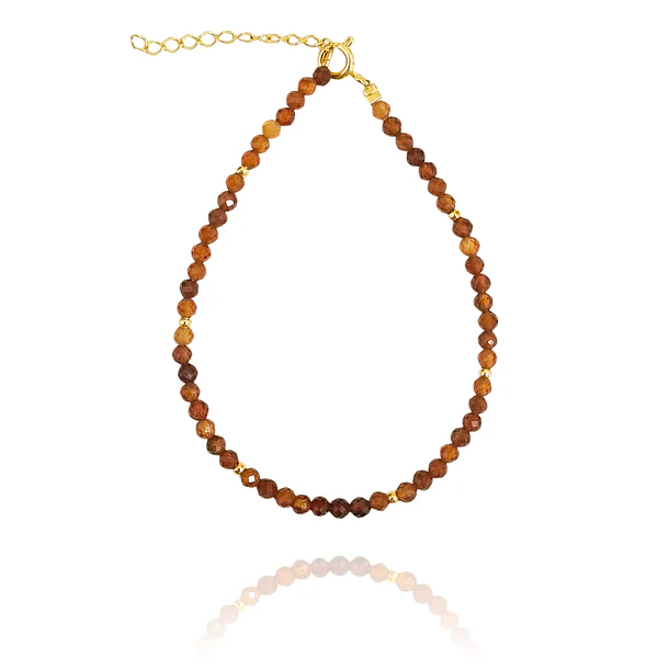 Pulsera Cornalina Facetada 3mm Enchapado Oro 18K