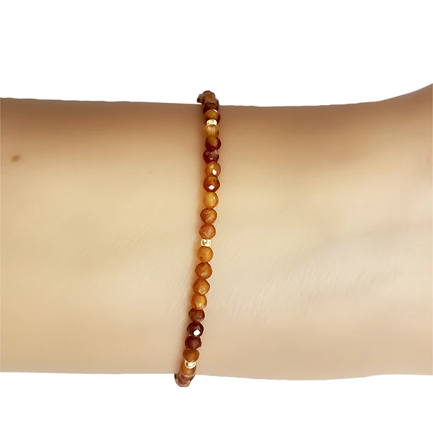 Pulsera Cornalina Facetada 3mm Enchapado Oro 18K