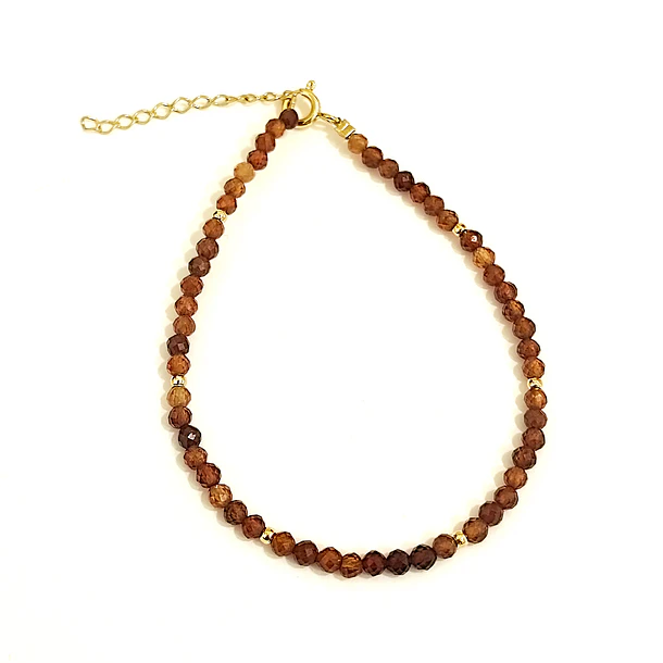 Pulsera Cornalina Facetada 3mm Enchapado Oro 18K 3