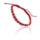 Pulsera Tejida Cordón Rojo Bolitas Plata Fina 925 1