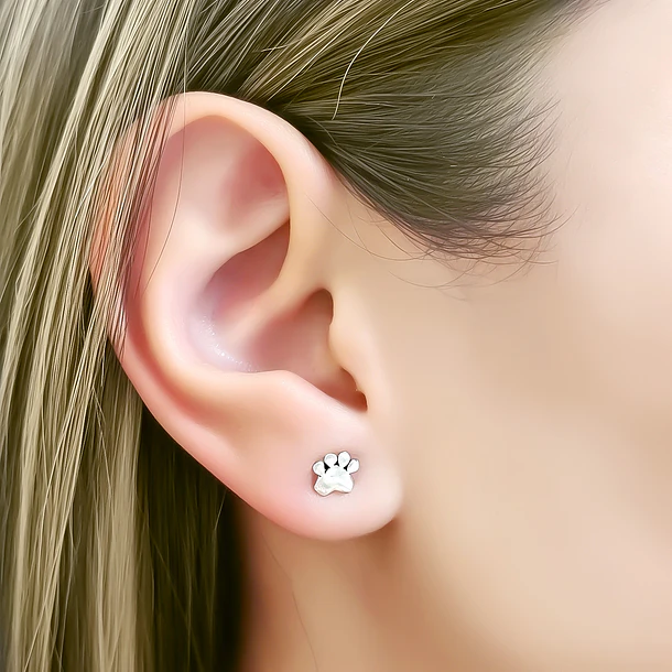 Aros Huella Perro Mini Plata Fina 925