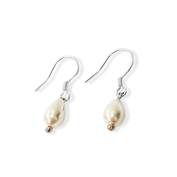 Aros Gota Shellpearl 10mm Gancho Plata Fina 925 3