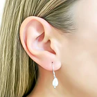 Aros Gota Shellpearl 10mm Gancho Plata Fina 925 2
