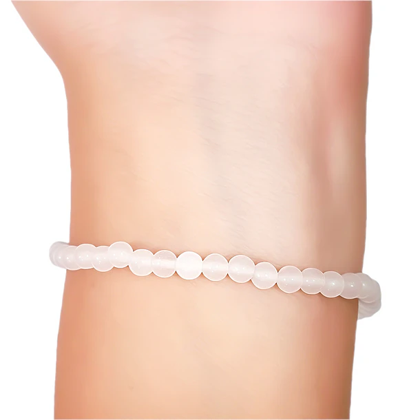 Pulsera Cuarzo Blanco 4mm Elasticada