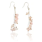 Aros Cuarzo Rosa Chip Hilo Gancho Plata Fina 925 1
