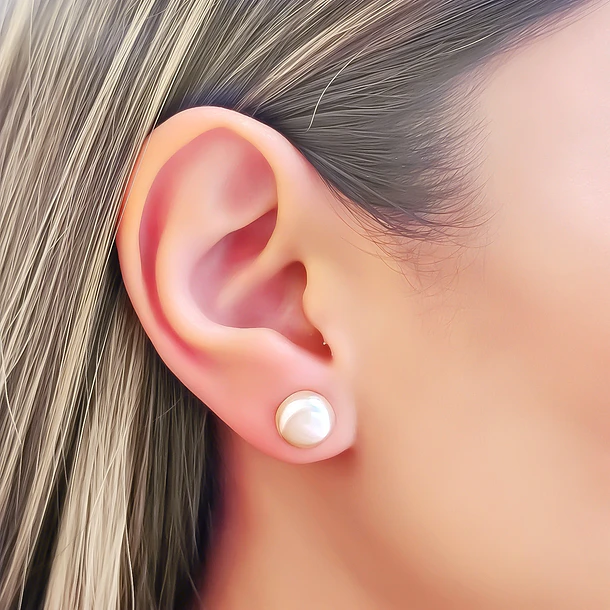 Aros Perla De Río Rosada 10mm Plata Fina 925
