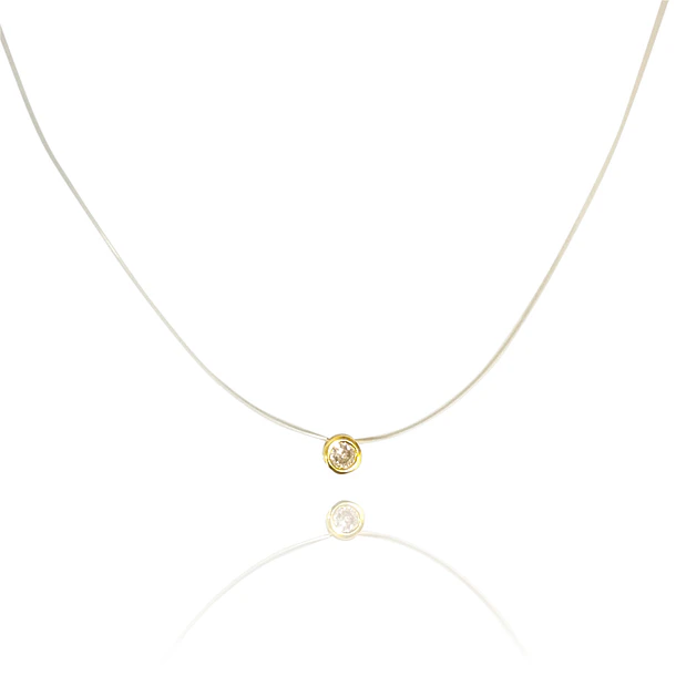 Collar Invisible Punto De Luz 6mm Enchapado Oro 18K 1