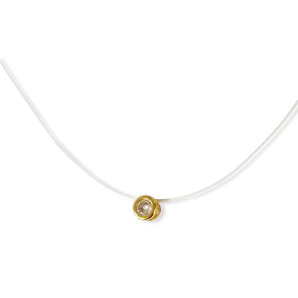 Collar Invisible Punto De Luz 6mm Enchapado Oro 18K 4