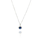 Collar Lady Circón Redondo Azul Blanco Plata Fina 925 1