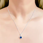 Collar Lady Circón Redondo Azul Blanco Plata Fina 925 2
