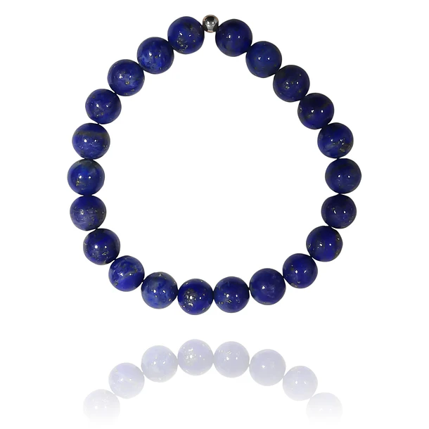 Pulsera Lapislázuli 8mm Bola Elasticada