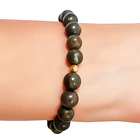 Pulsera Pirita 8mm Bolita Enchapada Oro 18K Elasticada 2