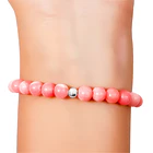 Pulsera Rodocrosita 6mm Bola Plata Fina 925 Elasticada 2