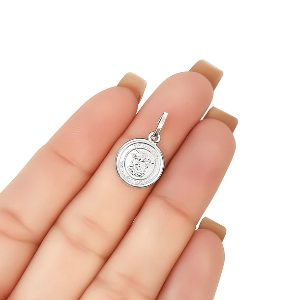Colgante Medalla San Miguel Árcangel 12mm Plata Fina 925 2