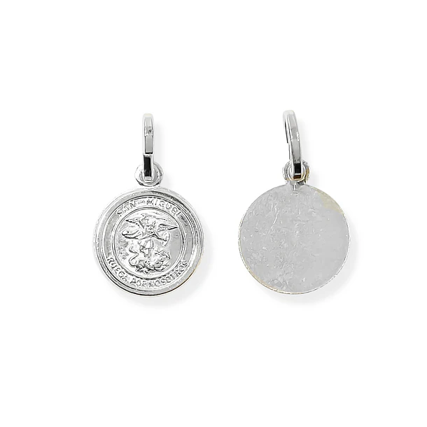 Colgante Medalla San Miguel Árcangel 12mm Plata Fina 925 4