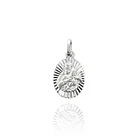 Colgante Medalla Virgen Del Carmen 11mm Rayos Plata Fina 925 1
