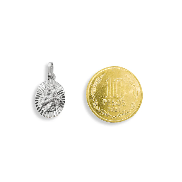Colgante Medalla Virgen Del Carmen 11mm Rayos Plata Fina 925 5