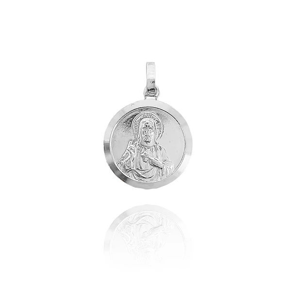 Colgante Medalla Sagrado Corazón 16mm Plata Fina 925 1