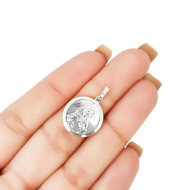 Colgante Medalla Sagrado Corazón 16mm Plata Fina 925 2
