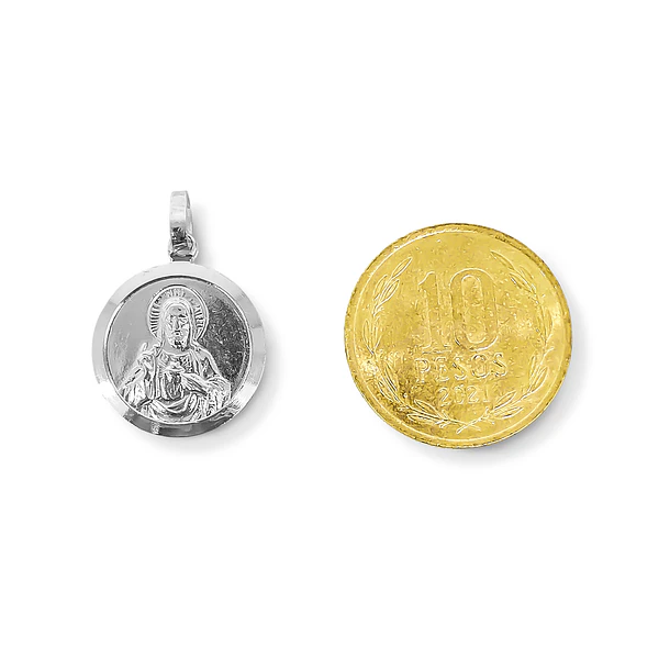 Colgante Medalla Sagrado Corazón 16mm Plata Fina 925 5