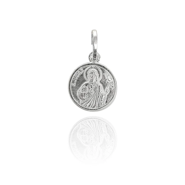 Colgante Medalla San Judas Tadeo 12mm Plata Fina 925 1