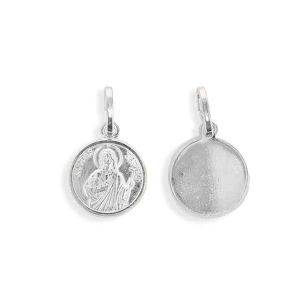 Colgante Medalla San Judas Tadeo 12mm Plata Fina 925 3