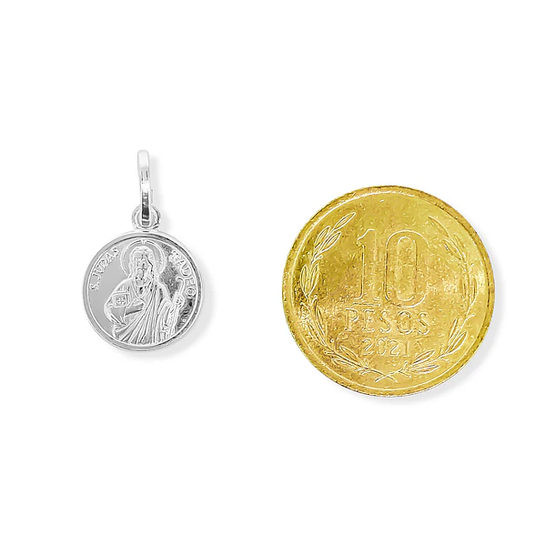 Colgante Medalla San Judas Tadeo 12mm Plata Fina 925 5