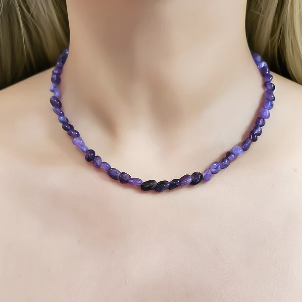 Collar Amatista Ovalado Enchapado Oro 18K