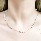 Collar Perla Shellpearl 4mm Hilos Dorados Enchapado Oro 18K 2