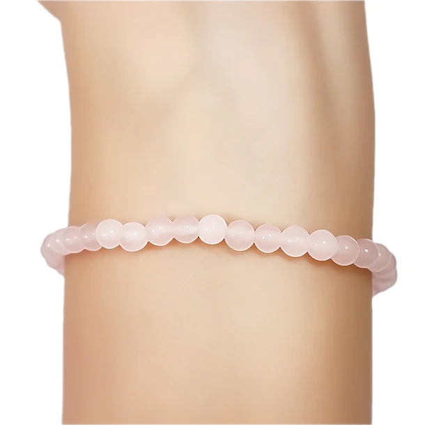 Pulsera Cuarzo Rosa 4mm Elasticada