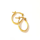 Aros Argolla Ovalada Bisagra Enchapado Oro 18K 1