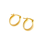 Aros Argolla Ovalada Bisagra Enchapado Oro 18K 3