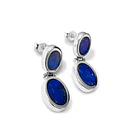Aros Lapislázuli Bisagra Ovalado Plata Fina 950 3