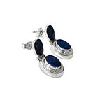 Aros Lapislázuli Ovalado Tope Bisagra Plata Fina 950 3