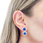 Aros Lapislázuli Redondo Tope Bisagra Plata Fina 950 2