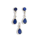 Set Aros Colgante Gota Liso Lapislázuli Plata Fina 950 1