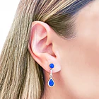 Set Aros Colgante Gota Liso Lapislázuli Plata Fina 950 2