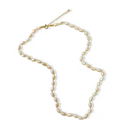 Collar Perla De Río Alargada Nudo Enchapado Oro 18K 3