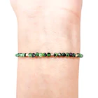 Pulsera Rubí Zoisita Facetada 3mm Mostacilla Enchapado Oro 18K 2