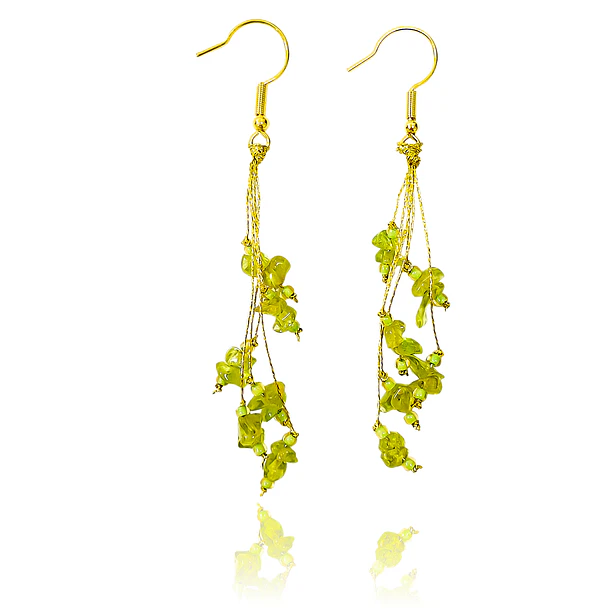 Aros Peridot Hilos Dorado Gancho Enchapado Oro 18K 1