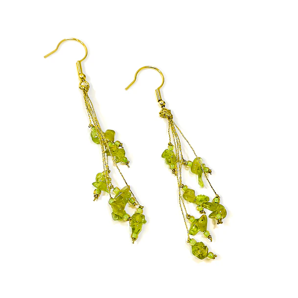 Aros Peridot Hilos Dorado Gancho Enchapado Oro 18K 3