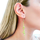 Aros Peridot Hilos Dorado Gancho Enchapado Oro 18K 2