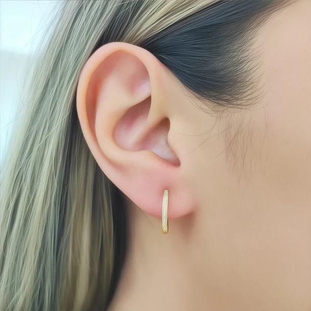 Aros Argolla Circón Cintillo Medio Enchapado Oro 18K 7