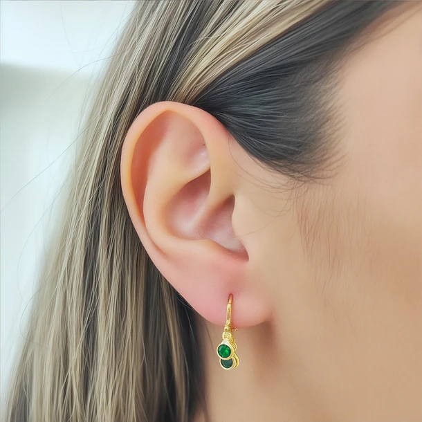 Aros Argolla 3 Circones Enchapado Oro 18K 3