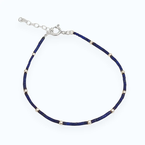Pulsera Mostacilla Lapislázuli Plata Fina 925 4